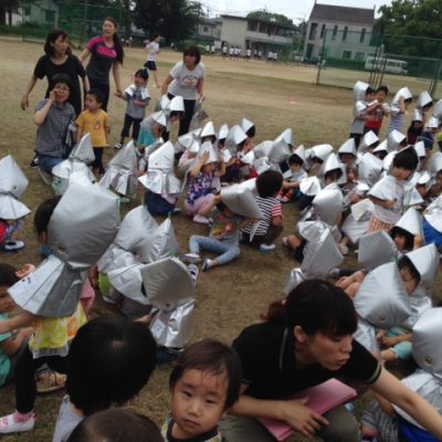 地震の避難訓練